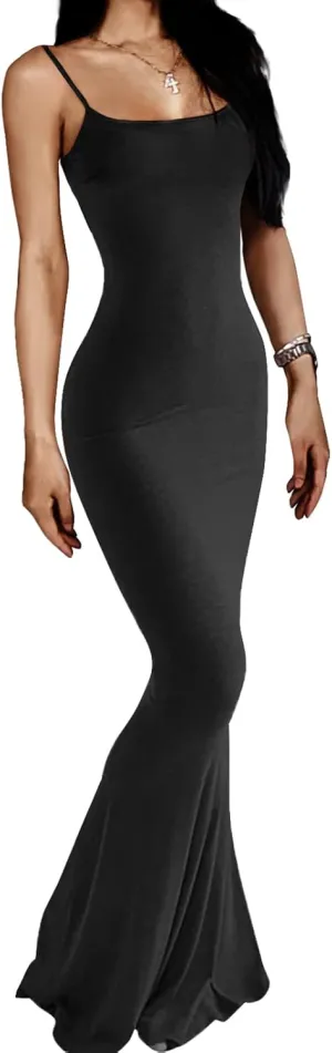 AnotherChill Women's Casual Lounge Slip Long Dress Sexy Sleeveless Backless Bodycon Maxi Dresses 2025 Summer Slim Elegant