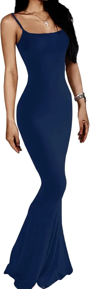 AnotherChill Women's Casual Lounge Slip Long Dress Sexy Sleeveless Backless Bodycon Maxi Dresses 2025 Summer Slim Elegant