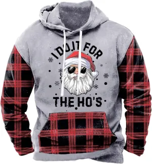 Arvilhill Men Ugly Christmas Hoodies Vintage Xmas Plaid Sweatshirt with Kangaroo Pocket (S-3XL)