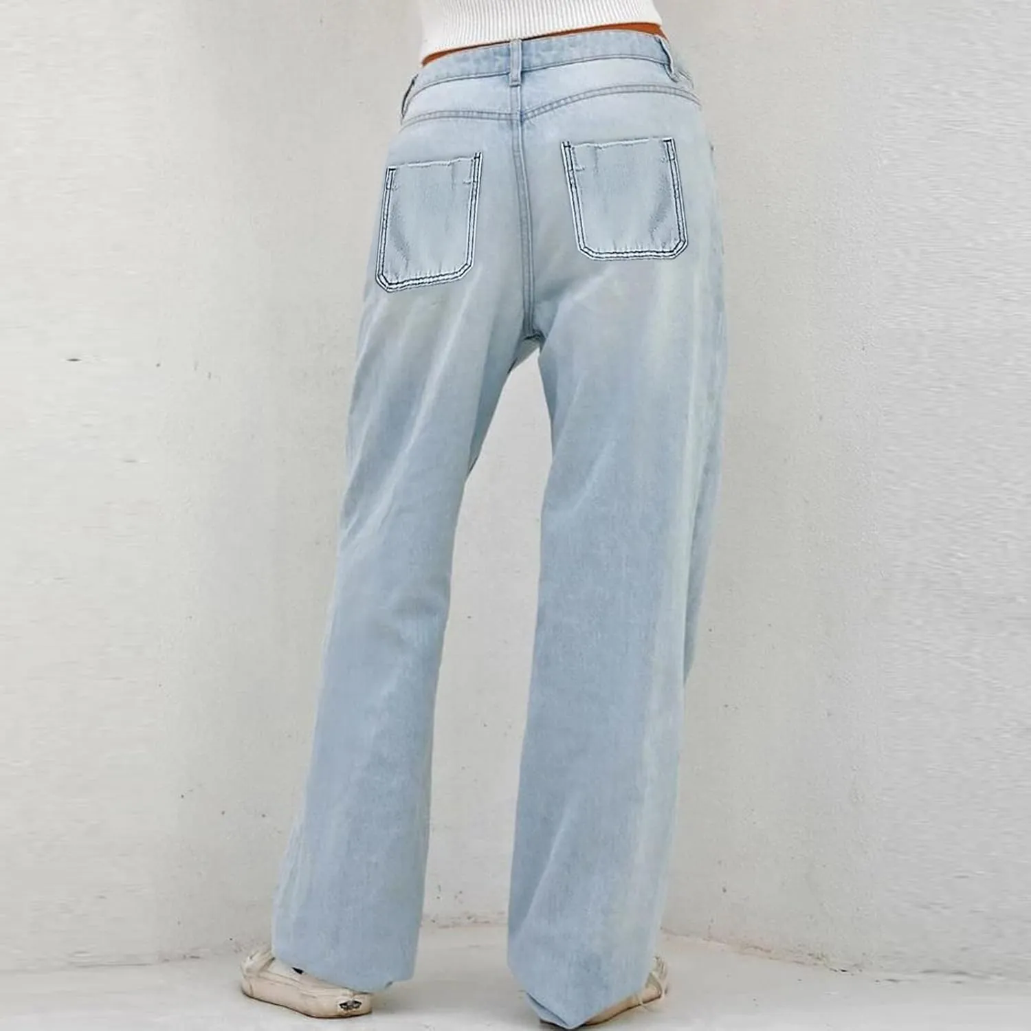 Baggy Jeans for Women High Waisted Y2K Cute Plus Size Mom Denim Pants Wide Leg Womens Summer Pants 2023