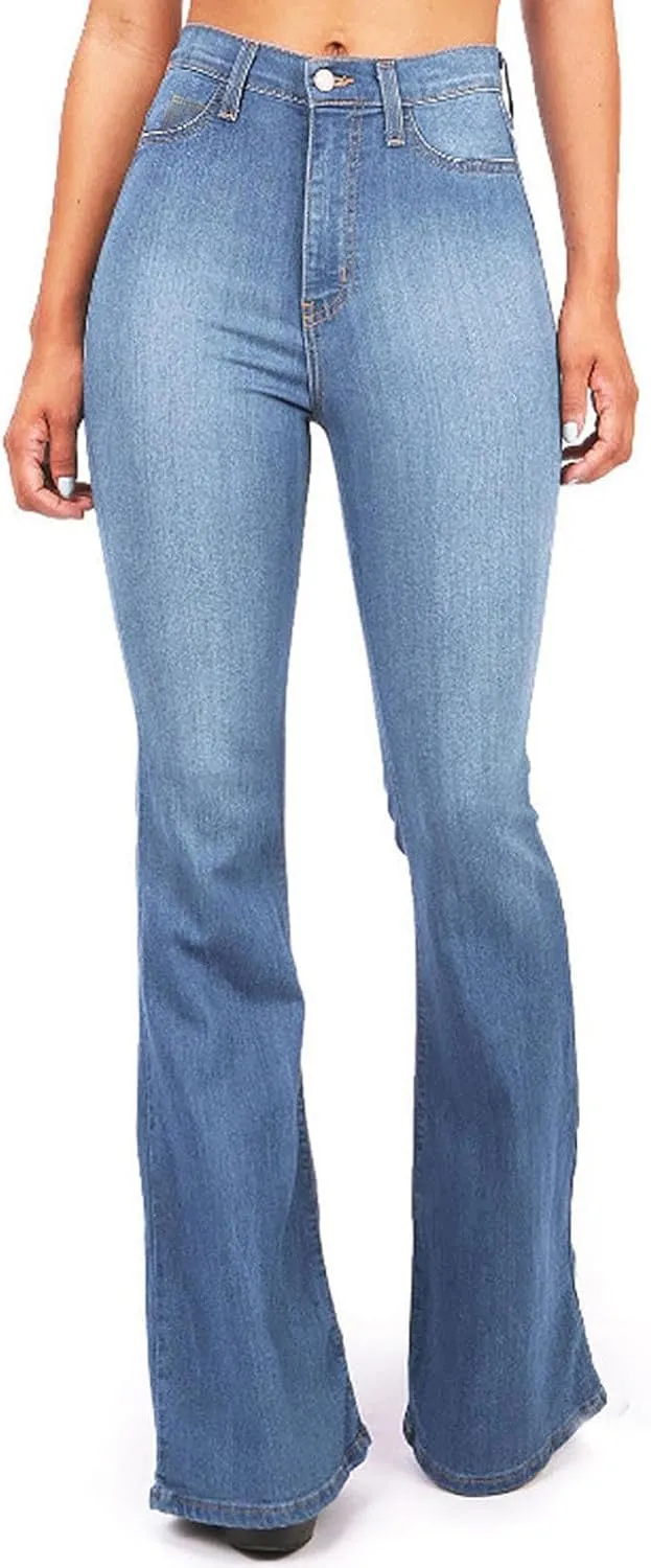 Bell Bottom Jeans for Women Slim Wide Leg Denim Pants Trendy High Waisted Stretchy Skinny Jeans Casual Trousers