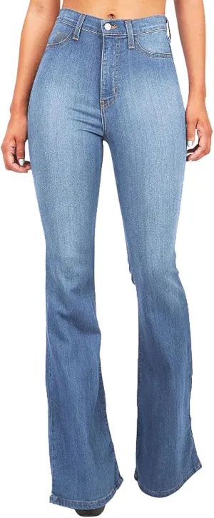 Bell Bottom Jeans for Women Slim Wide Leg Denim Pants Trendy High Waisted Stretchy Skinny Jeans Casual Trousers