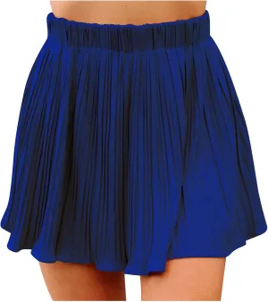 BTDECLAR Women's Pleated A Line Mini Skirt Basic High Elastic Waisted Flowy Short Skirts Trendy Summer Casual Athletic Skirts