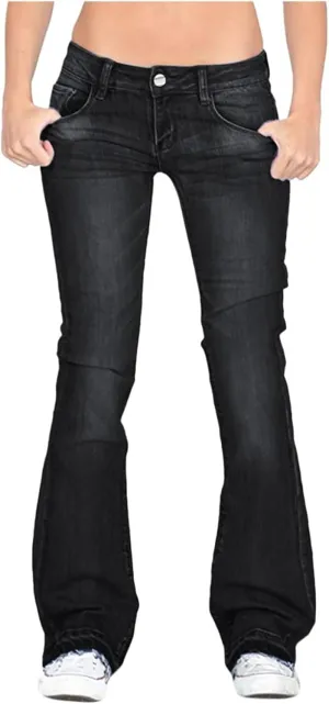 Butt Lifting Low Rise Jeans for Women Trendy Stretch Wide Leg Boot Cut Denim Pants