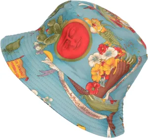 BYOS Summer Fashion Print Cotton Bucket Sun Hat for Men Women, Reversible Black