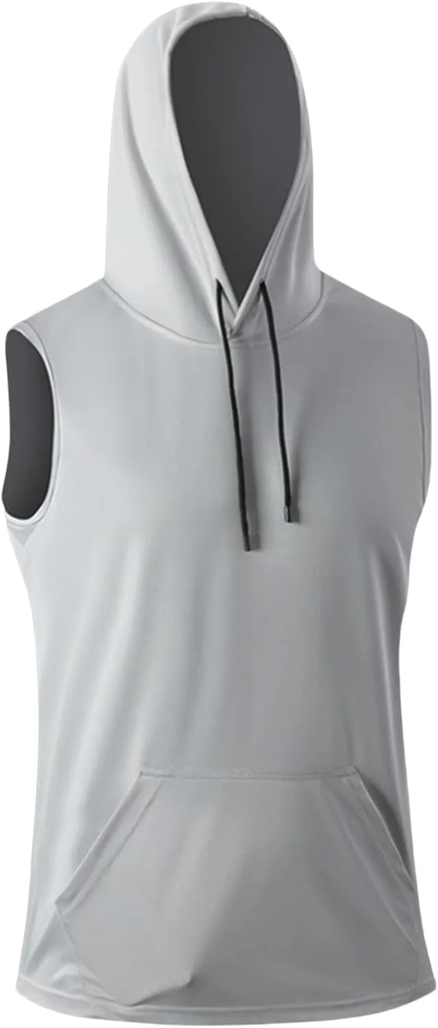Casual Sleeveless Hoodies for Men Athletic Quick Dry Hooded Shirts Drawstring Pullover Workout Shirts with Pockets