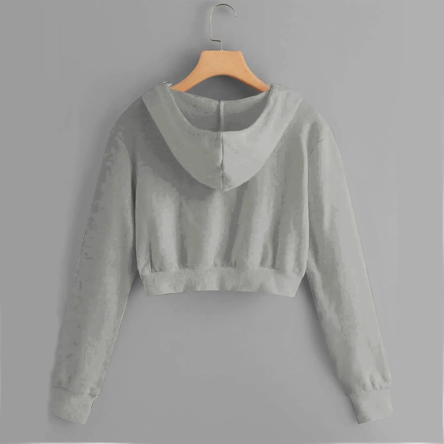 Casual Zip Up Hoodies for Women Plain Hooded Crop Sweatshirt with Pockets Drawstrings Spring Fall Thin Coats