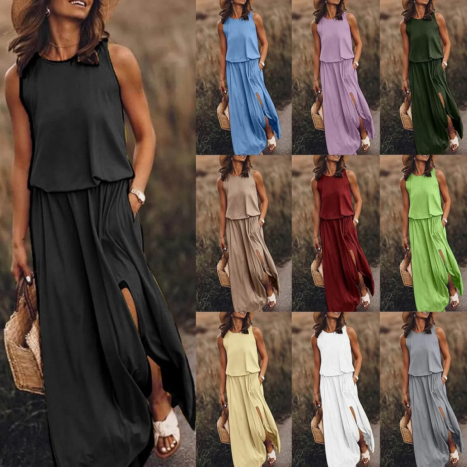 Church Dresses for Women Petite Vacation Swing Sleeveless Business Work Dress Wedding Baby Shower Outfit for Guest