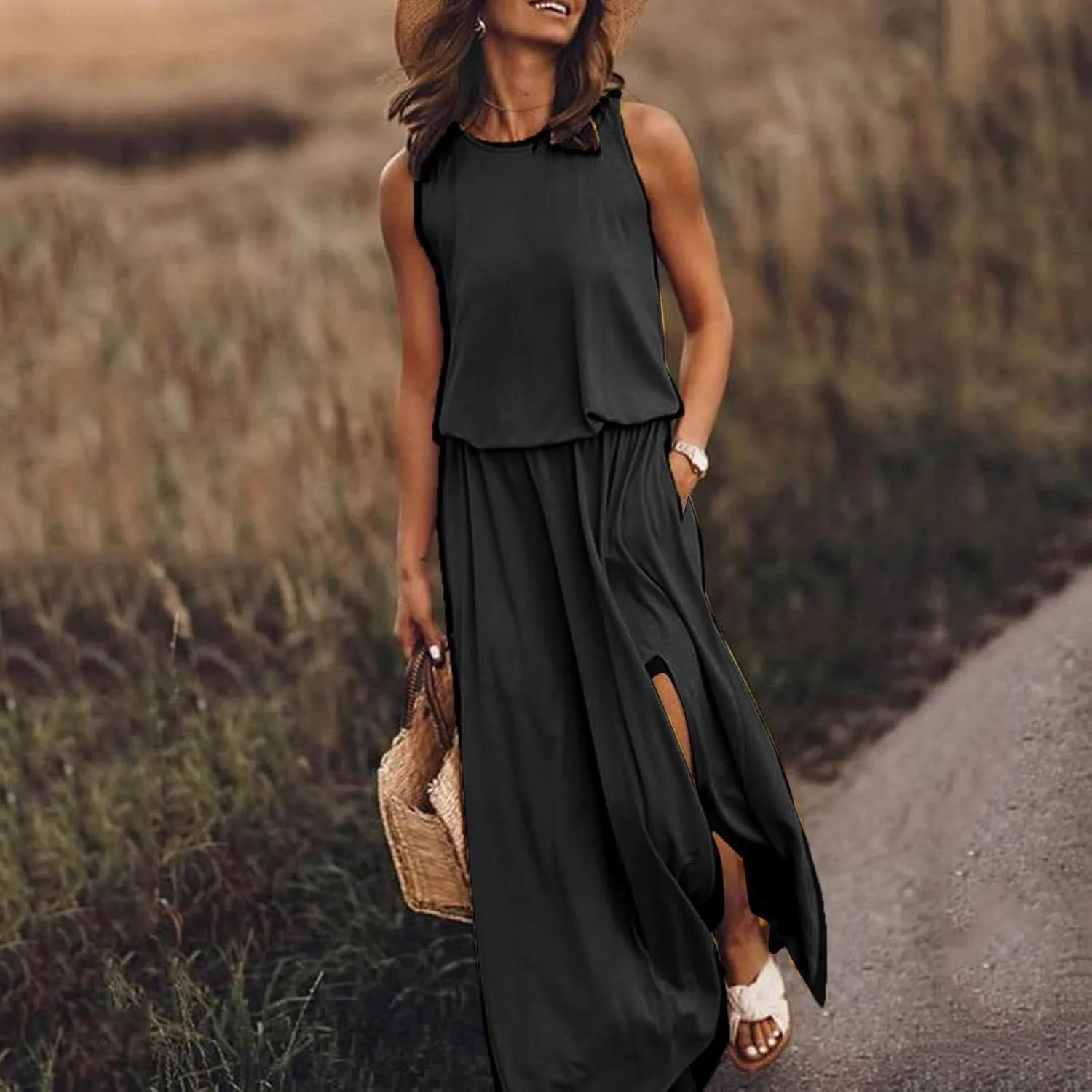 Church Dresses for Women Petite Vacation Swing Sleeveless Business Work Dress Wedding Baby Shower Outfit for Guest