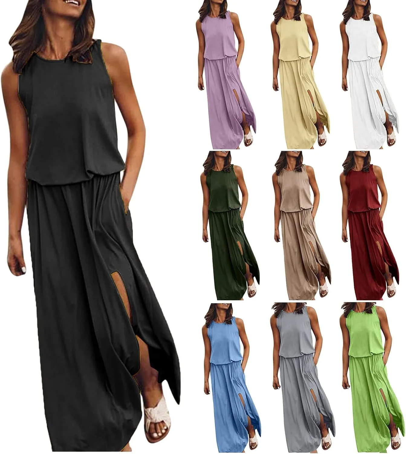 Church Dresses for Women Petite Vacation Swing Sleeveless Business Work Dress Wedding Baby Shower Outfit for Guest