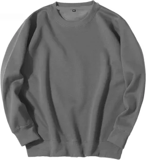 Crewneck Sweatshirt Men Sports Solid Color Pullover Sweatshirts Long Sleeve Loose Fit Workout Sweater Sweatshirts