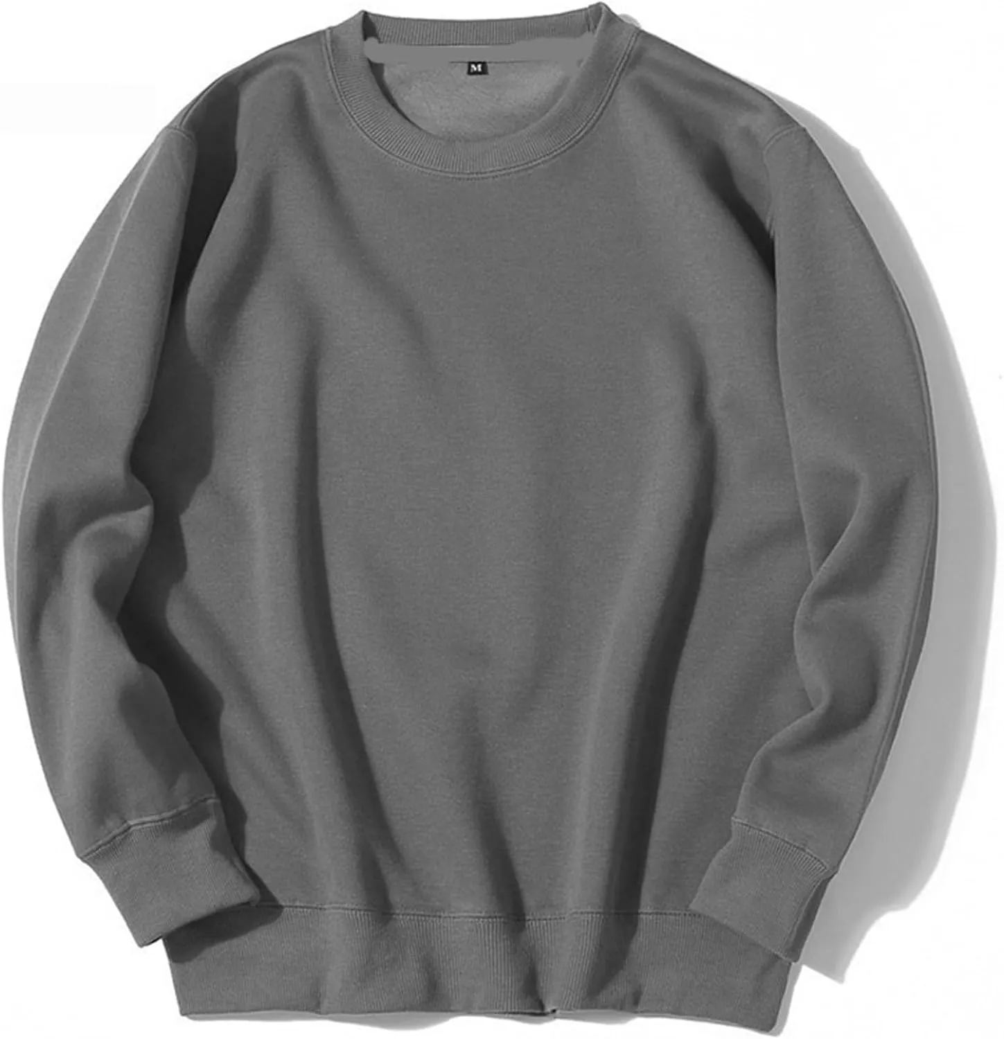 Crewneck Sweatshirt Men Sports Solid Color Pullover Sweatshirts Long Sleeve Loose Fit Workout Sweater Sweatshirts