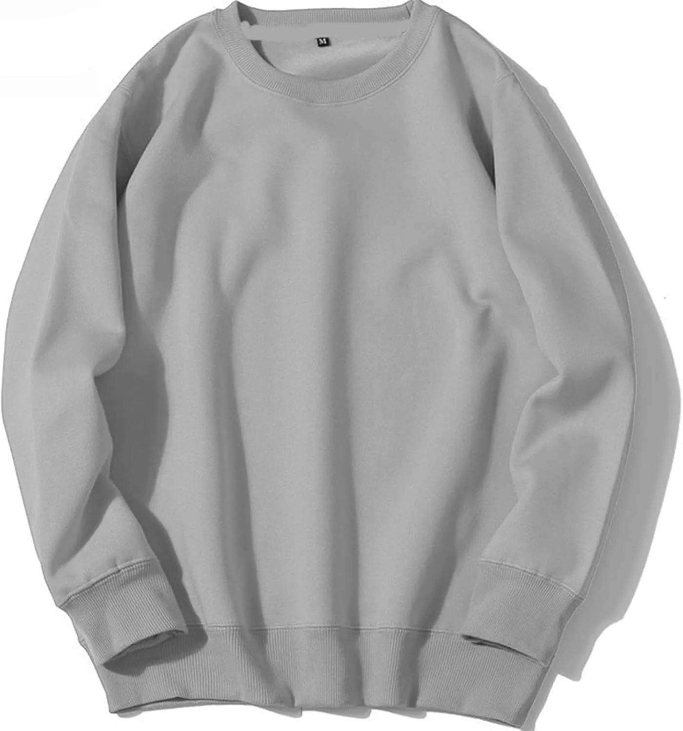 Crewneck Sweatshirt Men Sports Solid Color Pullover Sweatshirts Long Sleeve Loose Fit Workout Sweater Sweatshirts