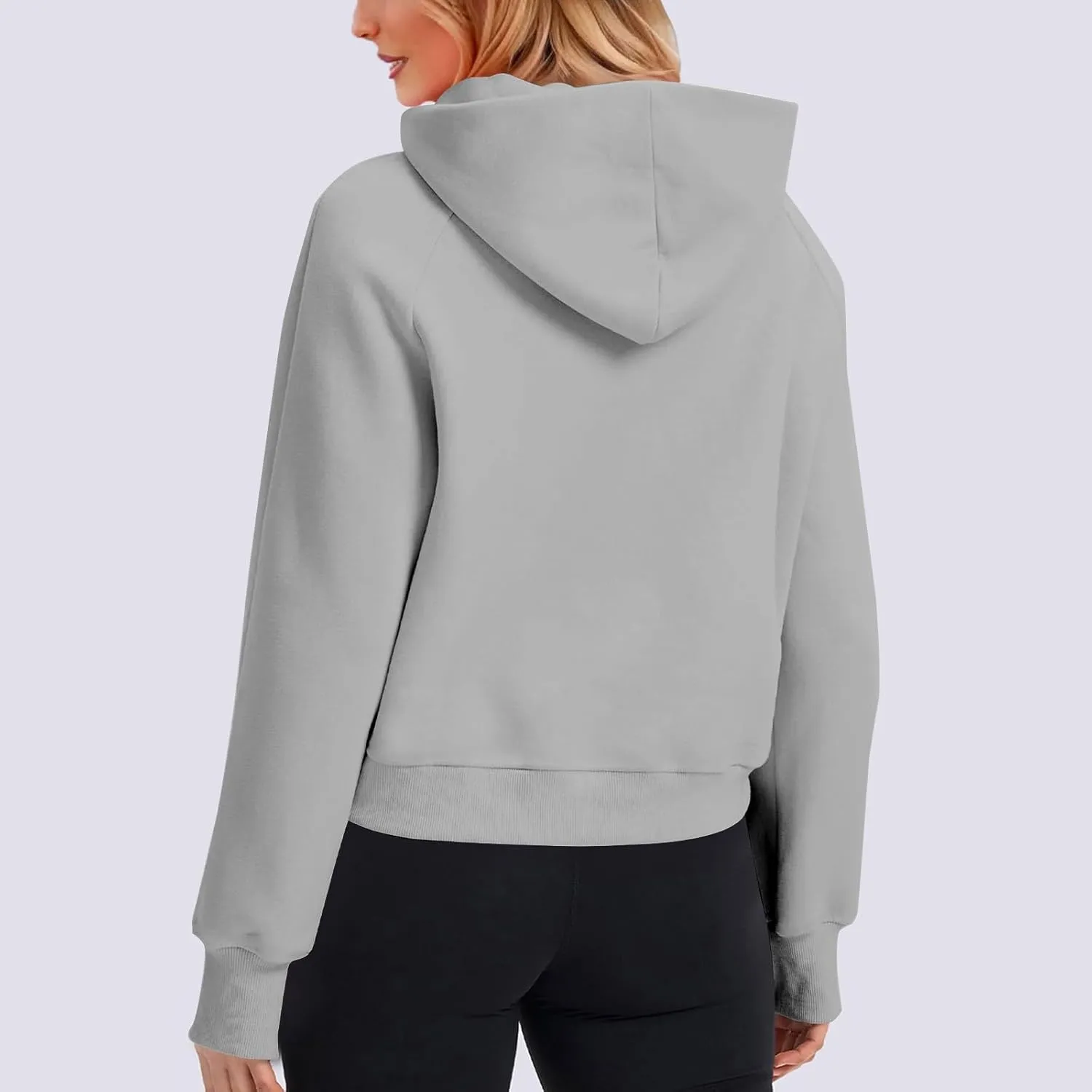 Cropped Hoodie Women Y2k Long Sleeve Fleece Pullover Casual Comfy Hooded Sweatshirt with Thumb Hole 2024 Fall Trendy