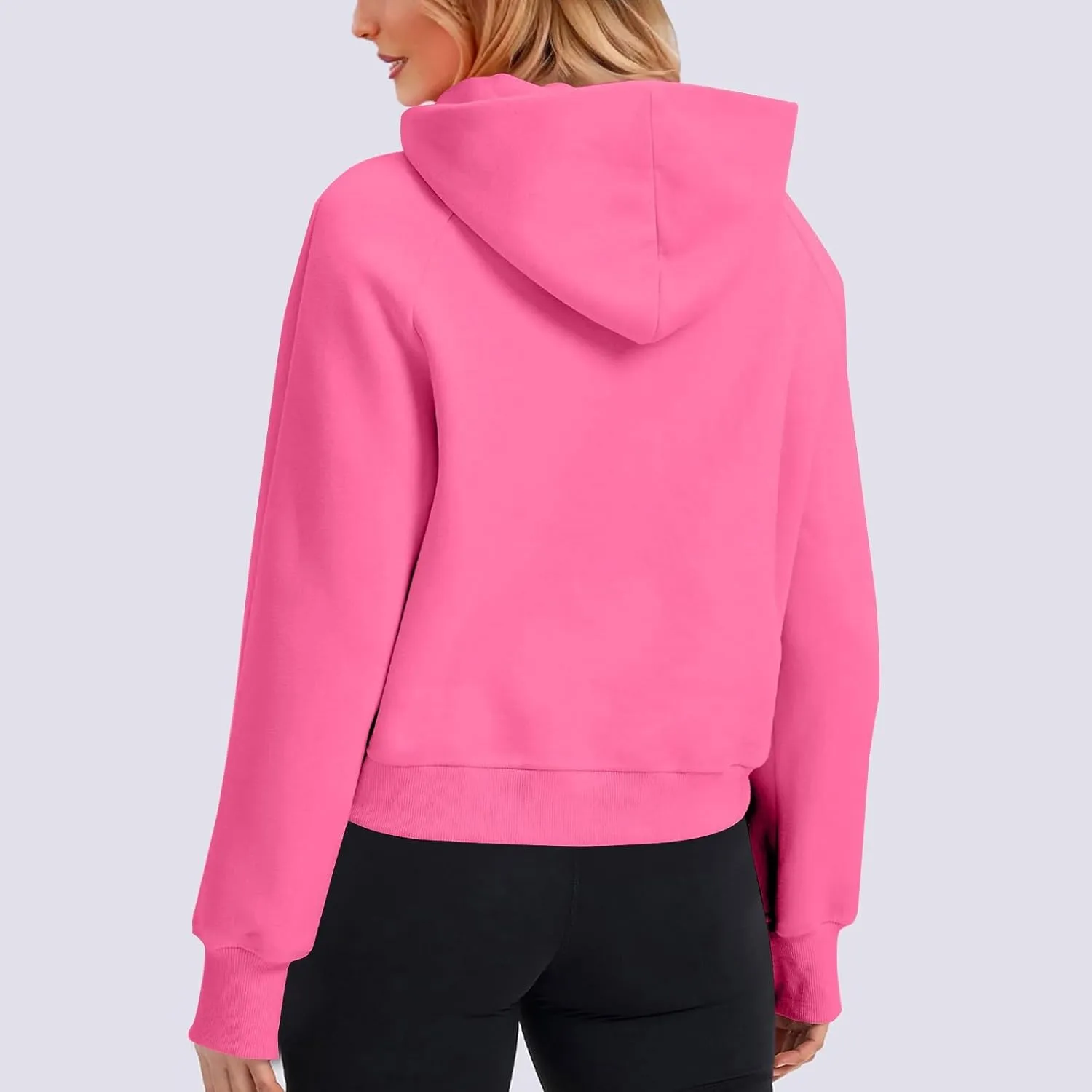 Cropped Hoodie Women Y2k Long Sleeve Fleece Pullover Casual Comfy Hooded Sweatshirt with Thumb Hole 2024 Fall Trendy