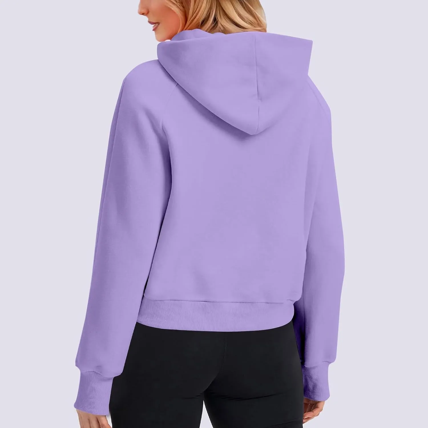 Cropped Hoodie Women Y2k Long Sleeve Fleece Pullover Casual Comfy Hooded Sweatshirt with Thumb Hole 2024 Fall Trendy