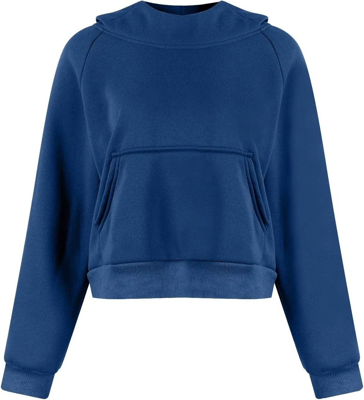 Cropped Hoodie Women Y2k Long Sleeve Fleece Pullover Casual Comfy Hooded Sweatshirt with Thumb Hole 2024 Fall Trendy