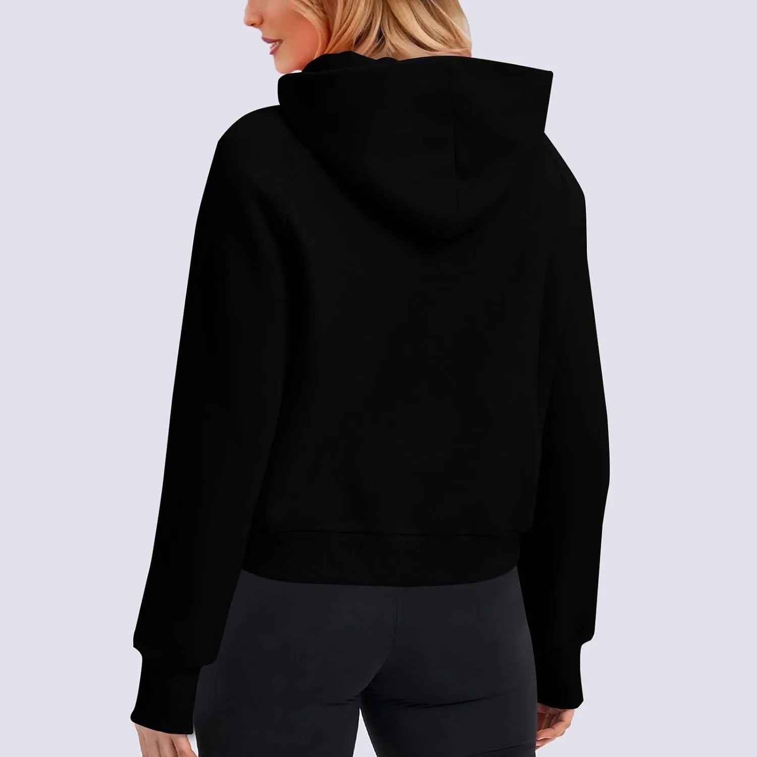 Cropped Hoodie Women Y2k Long Sleeve Fleece Pullover Casual Comfy Hooded Sweatshirt with Thumb Hole 2024 Fall Trendy
