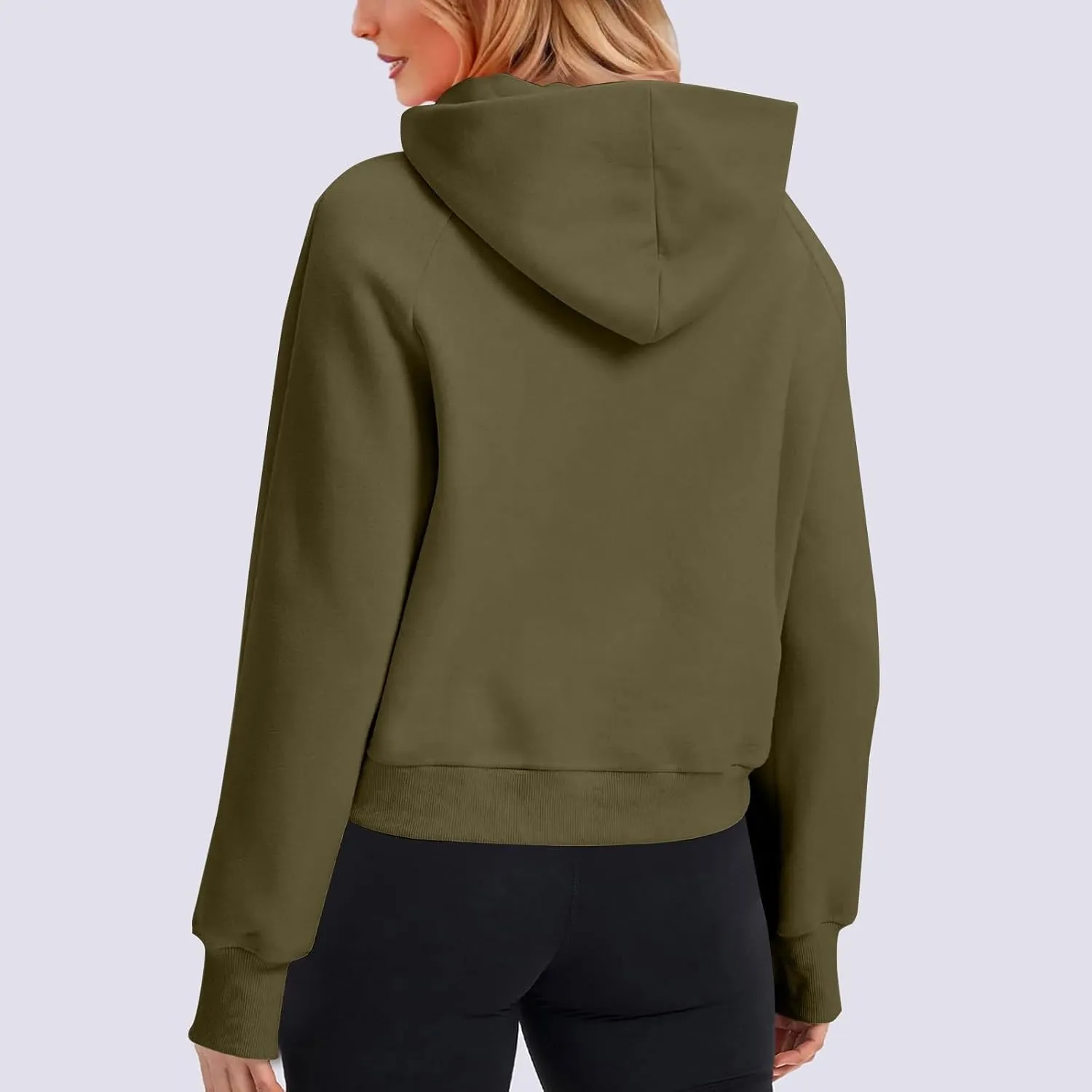 Cropped Hoodie Women Y2k Long Sleeve Fleece Pullover Casual Comfy Hooded Sweatshirt with Thumb Hole 2024 Fall Trendy