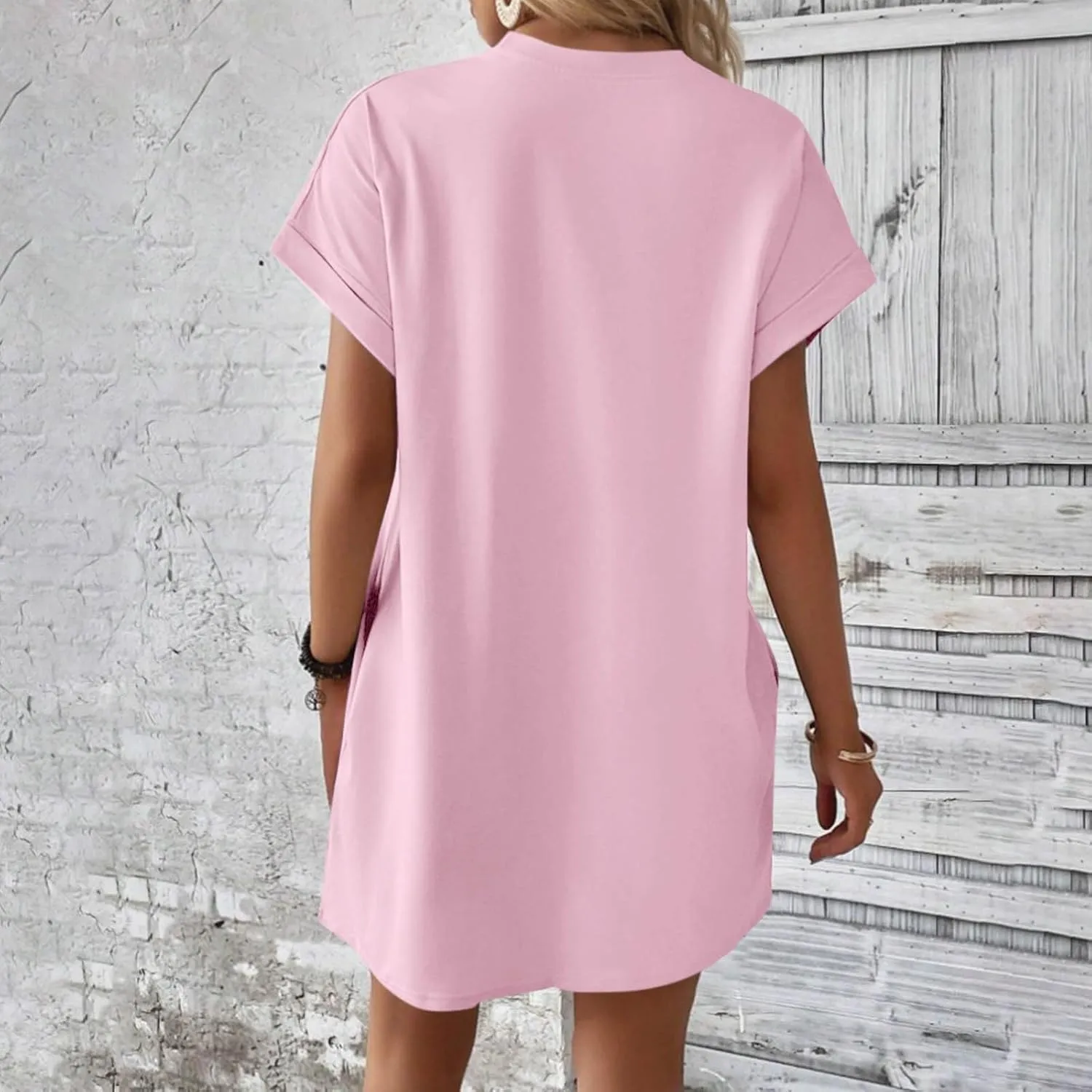 DPKLAD Womens Casual Summer T Shirt Dress Loose Short Sleeve Tunic Dress with Pocket for Women