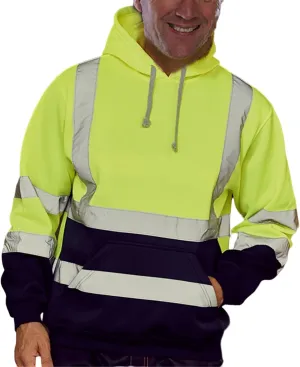 evzosrz Mens High Visibility Safety Sweatshirts Reflective High Vis Construction Work Fall Winter Hoodies with Pocket