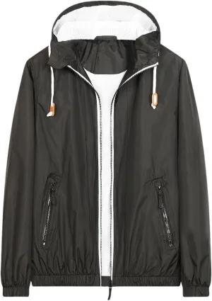 evzosrz Mens Lightweight Hooded Jacket Vintage Patchwork Colorblock Windbreaker Waterproof Packable Hiking Softshell Raincoat