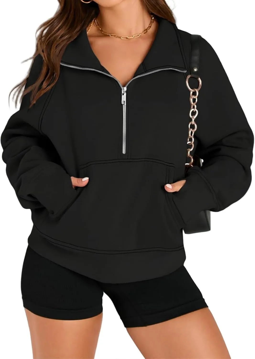 Fall Sweatshirts for Women 2024 Half Zip Cropped Sweatshirt Pullover Fleece Quarter Zip Hoodie Sweatshirt Thumb Hole