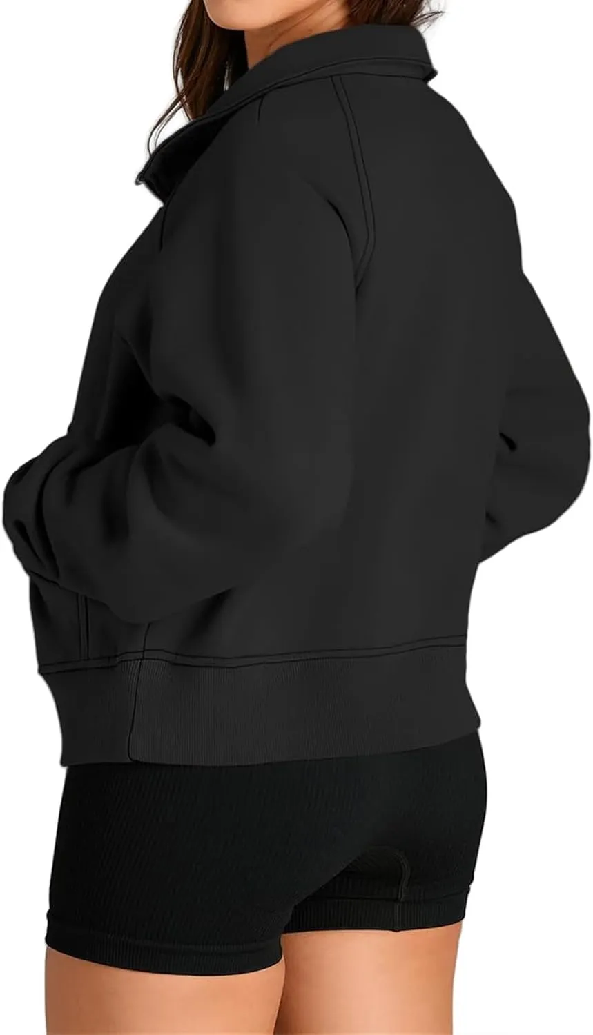 Fall Sweatshirts for Women 2024 Half Zip Cropped Sweatshirt Pullover Fleece Quarter Zip Hoodie Sweatshirt Thumb Hole