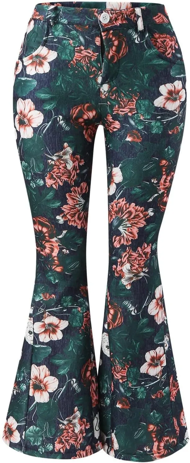 Flare Jeans for Women High Waisted Flattering Gradient Color Patchwork Denim Trouser Button Zipper Comfy Skinny Jeans