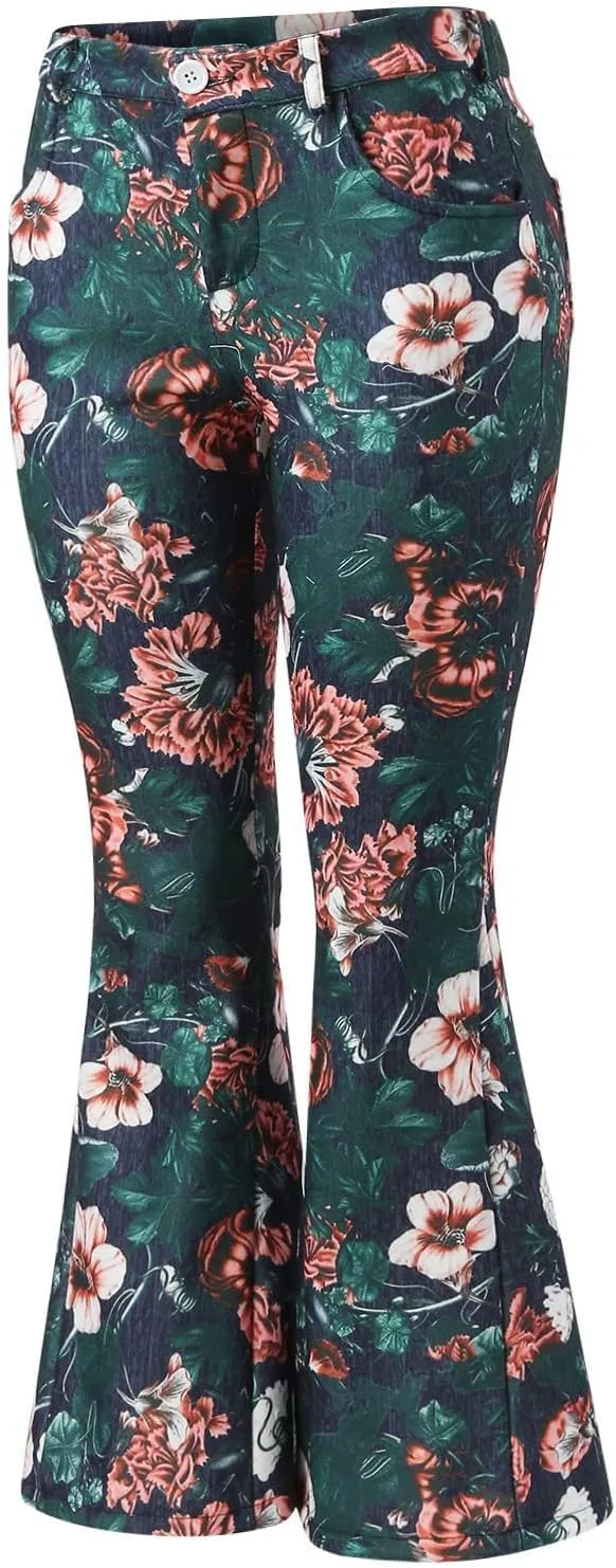 Flare Jeans for Women High Waisted Flattering Gradient Color Patchwork Denim Trouser Button Zipper Comfy Skinny Jeans