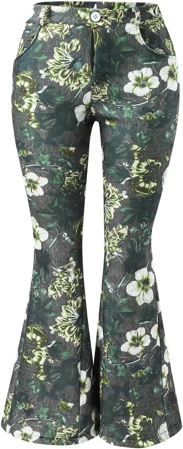 Flare Jeans for Women High Waisted Flattering Gradient Color Patchwork Denim Trouser Button Zipper Comfy Skinny Jeans