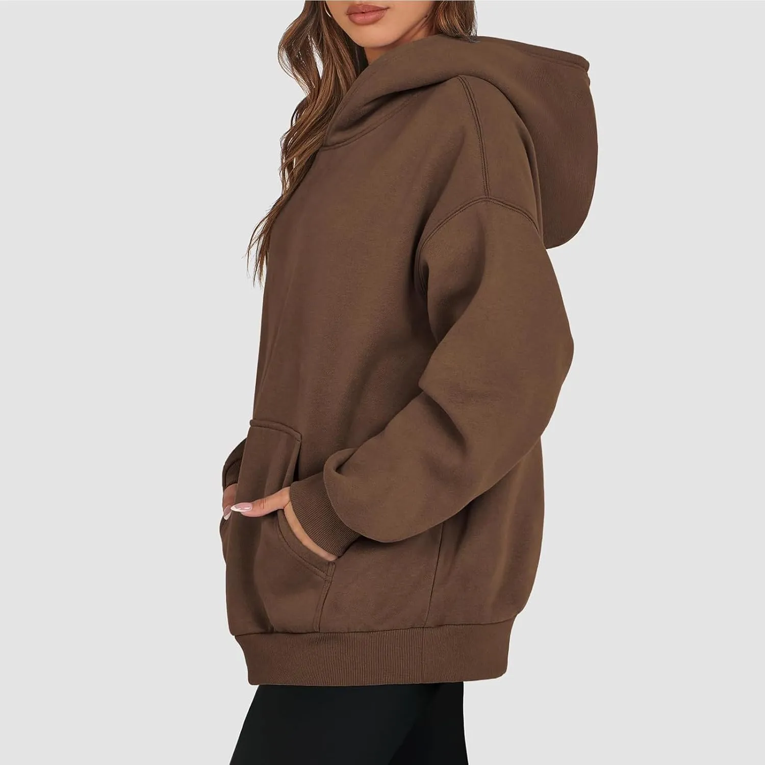 Fleece Womens Hoodies Oversized Preppy Sweatshirt Pullover Sweatshirts Sweaters Long Sleeve Shirts Tops with Pocket
