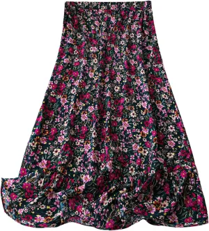 Floerns Women's Plus Size Ditsy Floral Split Thigh Button Front Midi Skirts
