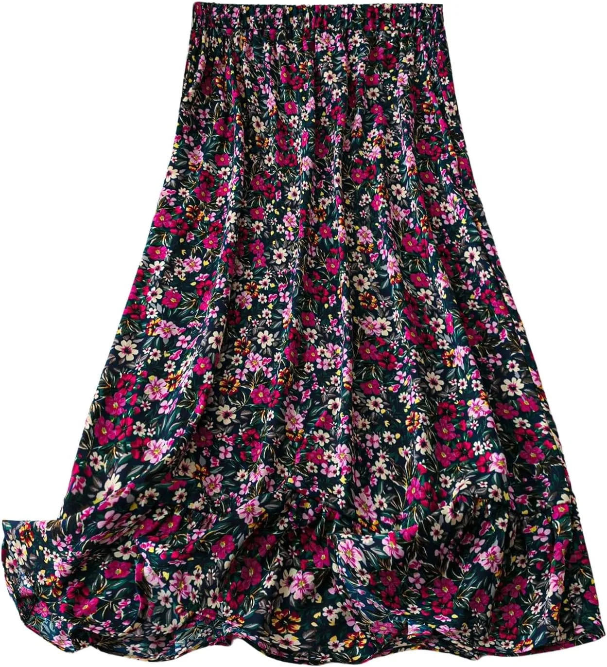 Floerns Women's Plus Size Ditsy Floral Split Thigh Button Front Midi Skirts