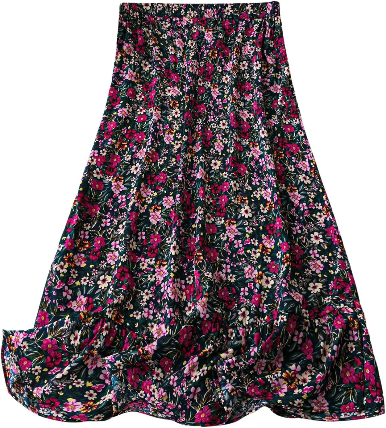 Floerns Women's Plus Size Ditsy Floral Split Thigh Button Front Midi Skirts