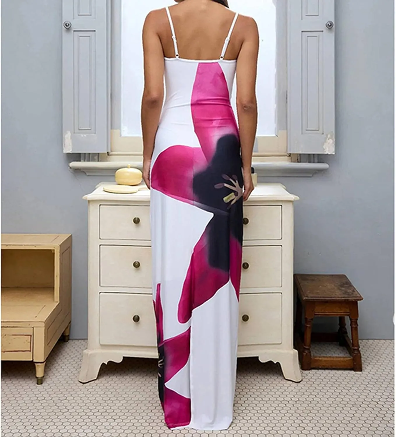 Floral Maxi Dresses for Women 2025 Elegant Spaghetti Strap Bodycon Wedding Guest Dress Summer Party Formal Sundress