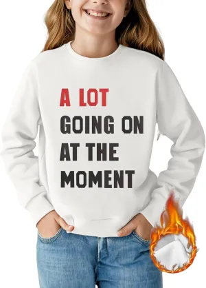 Girls Letter Print Sweatshirt - Kid Country Music Concert Top Casual Vintage Graphic Tee Pullover Winter Warm Shirt