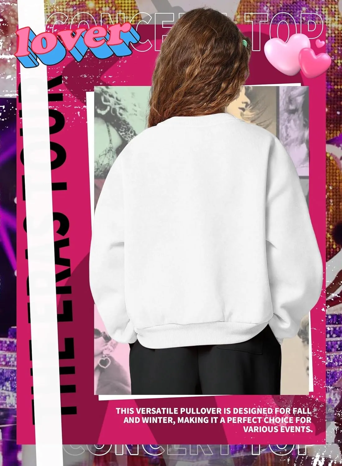 Girls Letter Print Sweatshirt - Kid Country Music Concert Top Casual Vintage Graphic Tee Pullover Winter Warm Shirt
