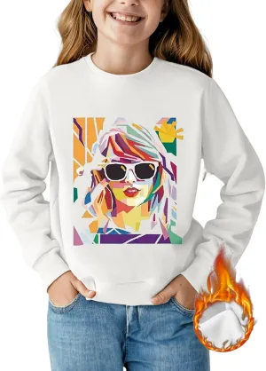 Girls Letter Print Sweatshirt - Kid Country Music Concert Top Casual Vintage Graphic Tee Pullover Winter Warm Shirt
