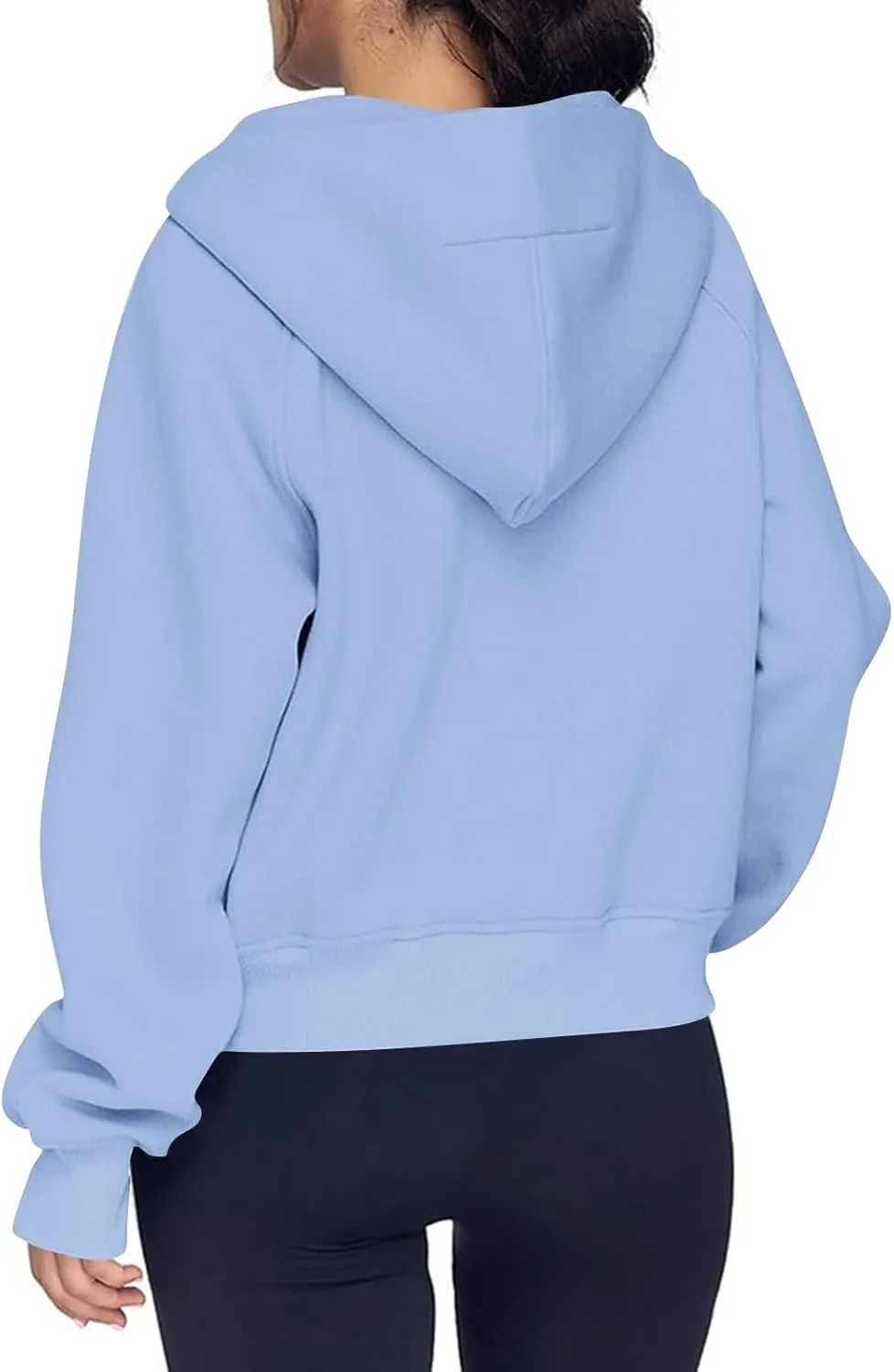 Half Zip Hoodie Cropped Fleece Sweatshirts for Women Oversized Stand Collar Thumb Hole Comfy Pullover Hoodies