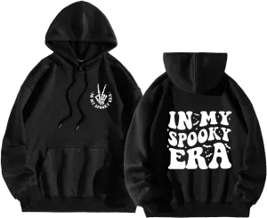 Halloween Hoodies for Teen Girls Spooky Season Letter Print Cute Halloween Sweatshirt Casual Trendy Halloween Clothes