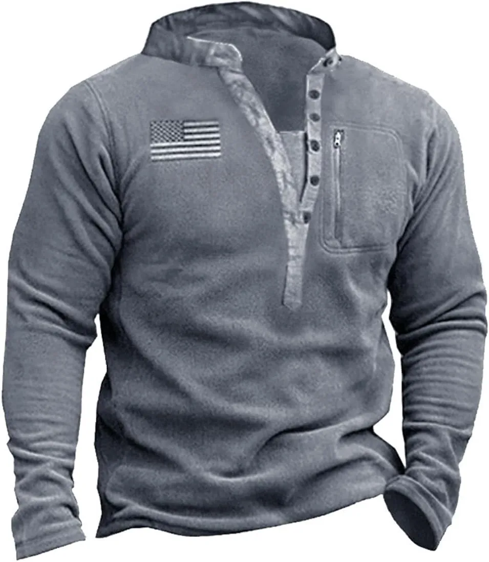 HARGLESMAN Mens Fleece Sweatshirts American Flag Patriotic Pullover