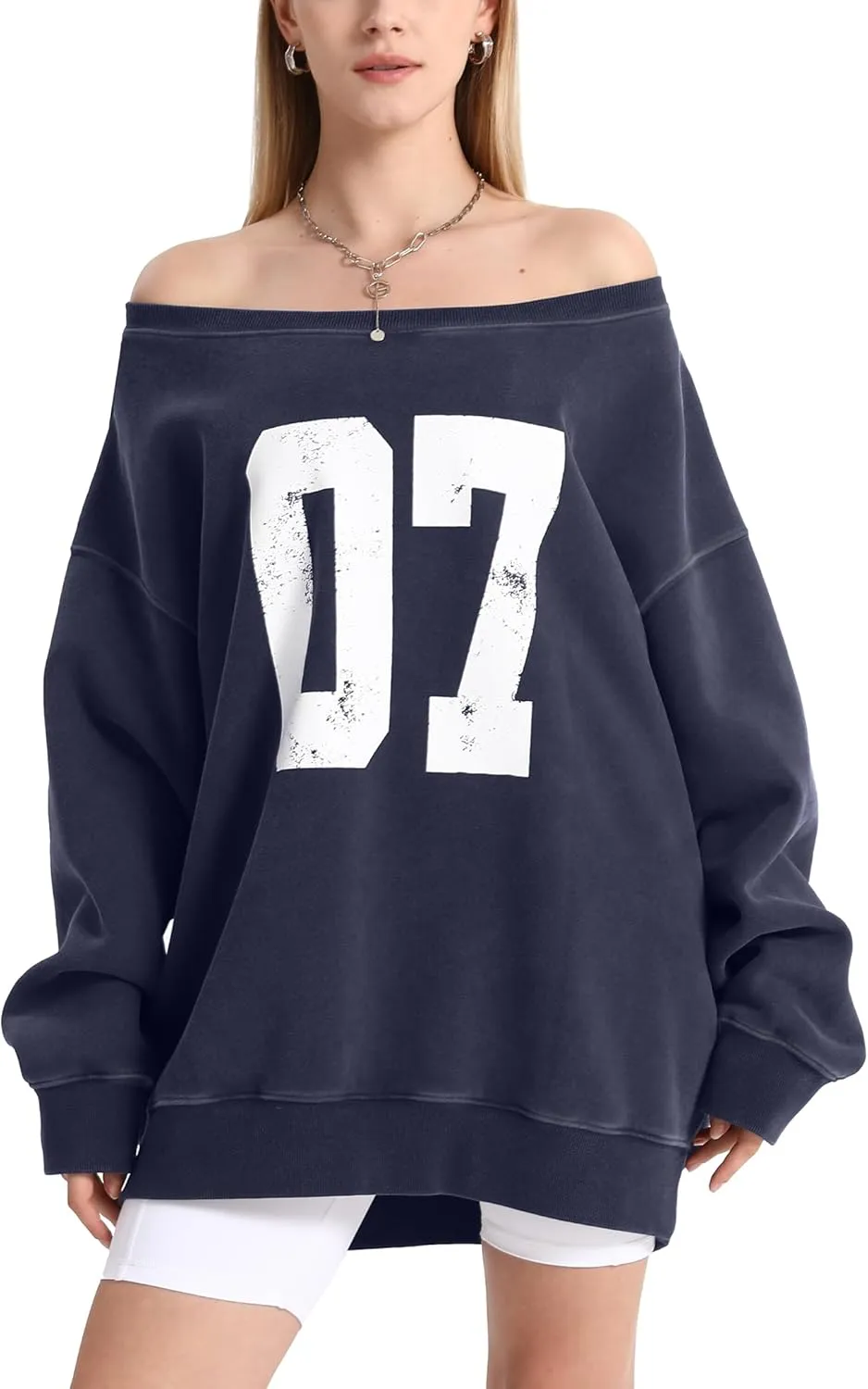 Hatant Off the Shoulder Sweatshirts Womens Graphic Hoodies Jersey Sweatshirts Off Shoulder Sweat Pullover Hoodies for Women