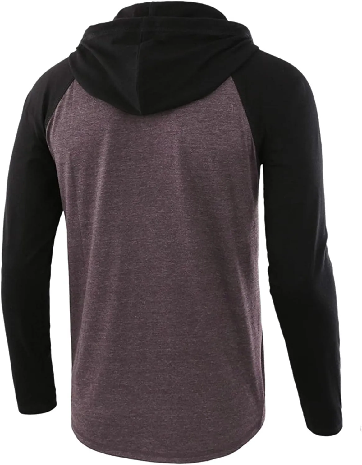 Henley Hoodies for Men Casual Raglan Long Sleeve Jersey Hooded Slim Fit Color Block T Shirts Lightweight Sweatshirt