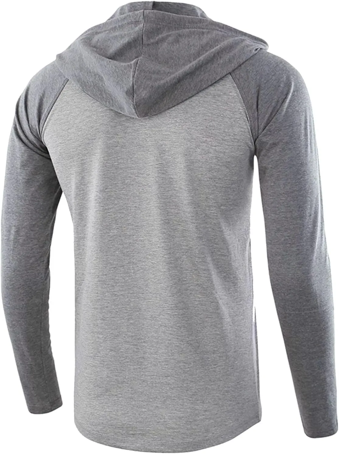 Henley Hoodies for Men Casual Raglan Long Sleeve Jersey Hooded Slim Fit Color Block T Shirts Lightweight Sweatshirt