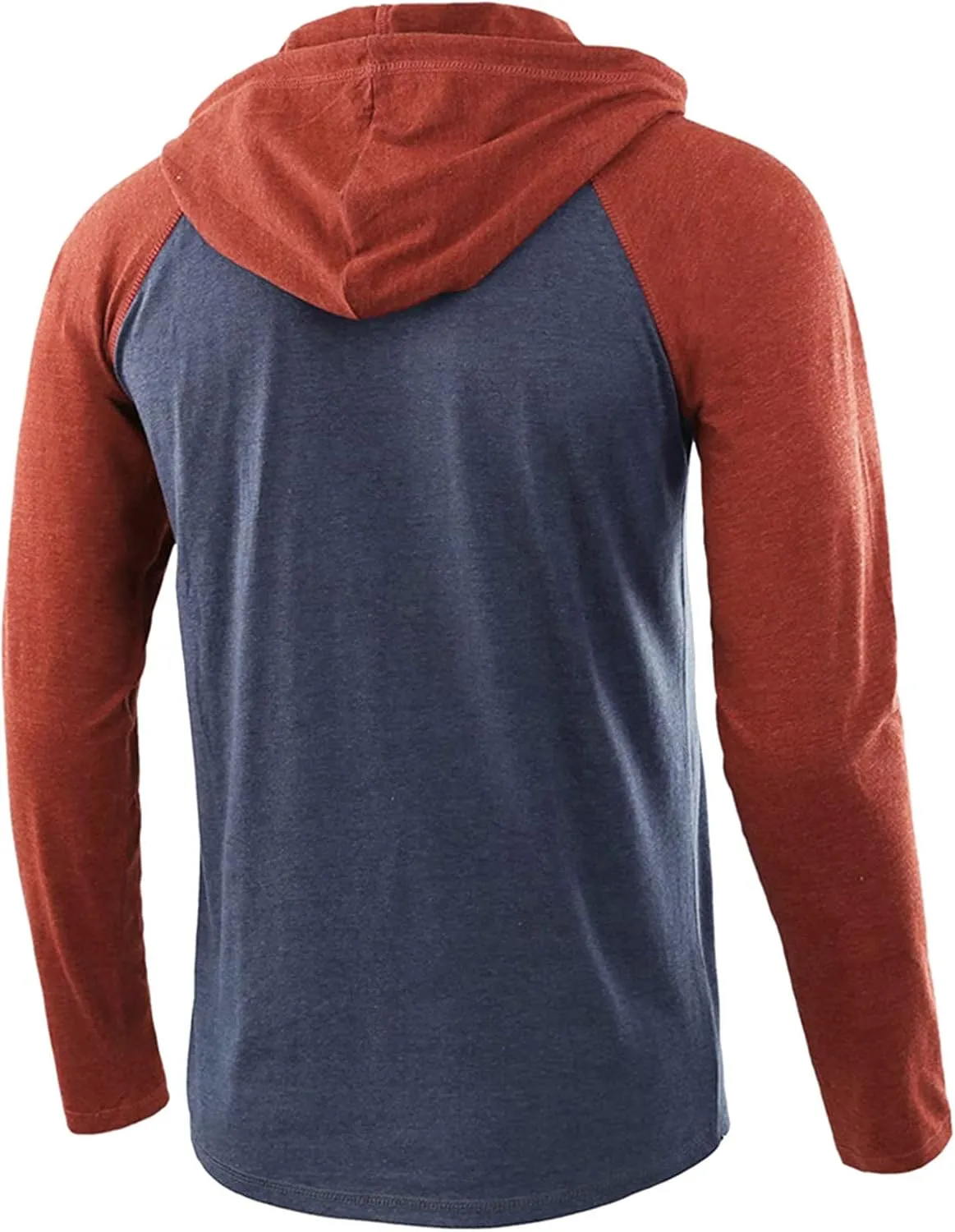 Henley Hoodies for Men Casual Raglan Long Sleeve Jersey Hooded Slim Fit Color Block T Shirts Lightweight Sweatshirt