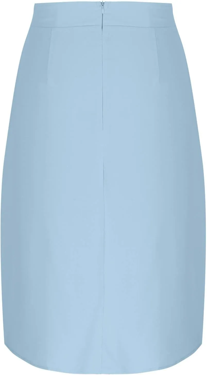 HGps8w Women's 2025 Summer Pleated Midi Skirt, Trendy Casual Button Front Swing A-Line High Waisted Skirts with Pockets