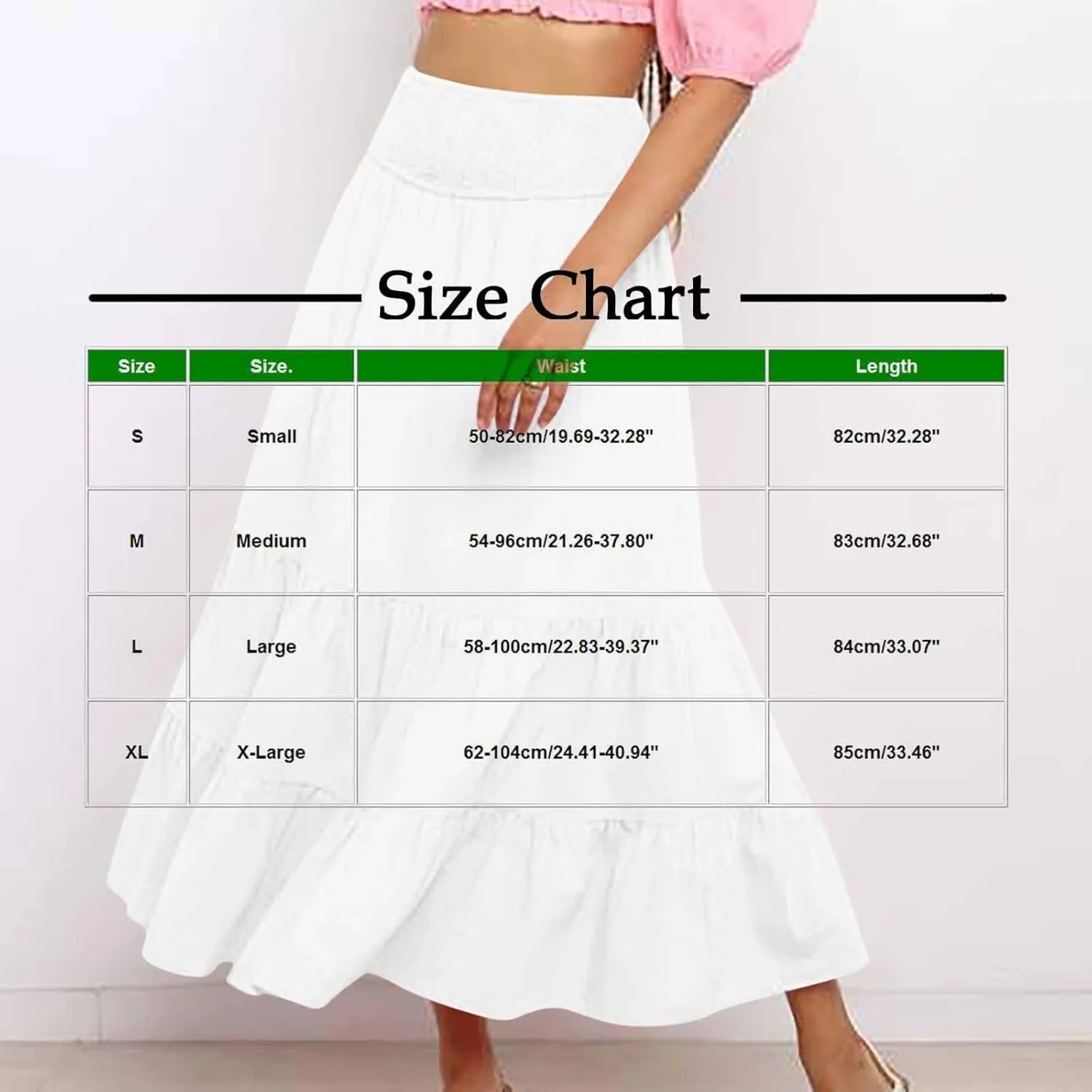 HGps8w Women's Flowy Ruffle Tiered Long Skirt, Casual Smocked Elastic High Waisted 2025 Summer A-Line Boho Maxi Skirts