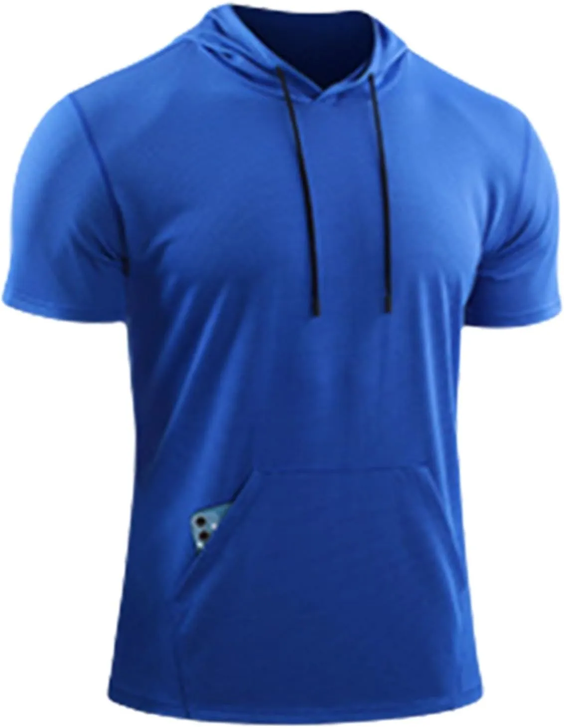 Hooded T Shirts for Men Summer Casual Short Sleeve Tee with Pocket Holiday Beach Crewneck Loose Fit Big and Tall Tops
