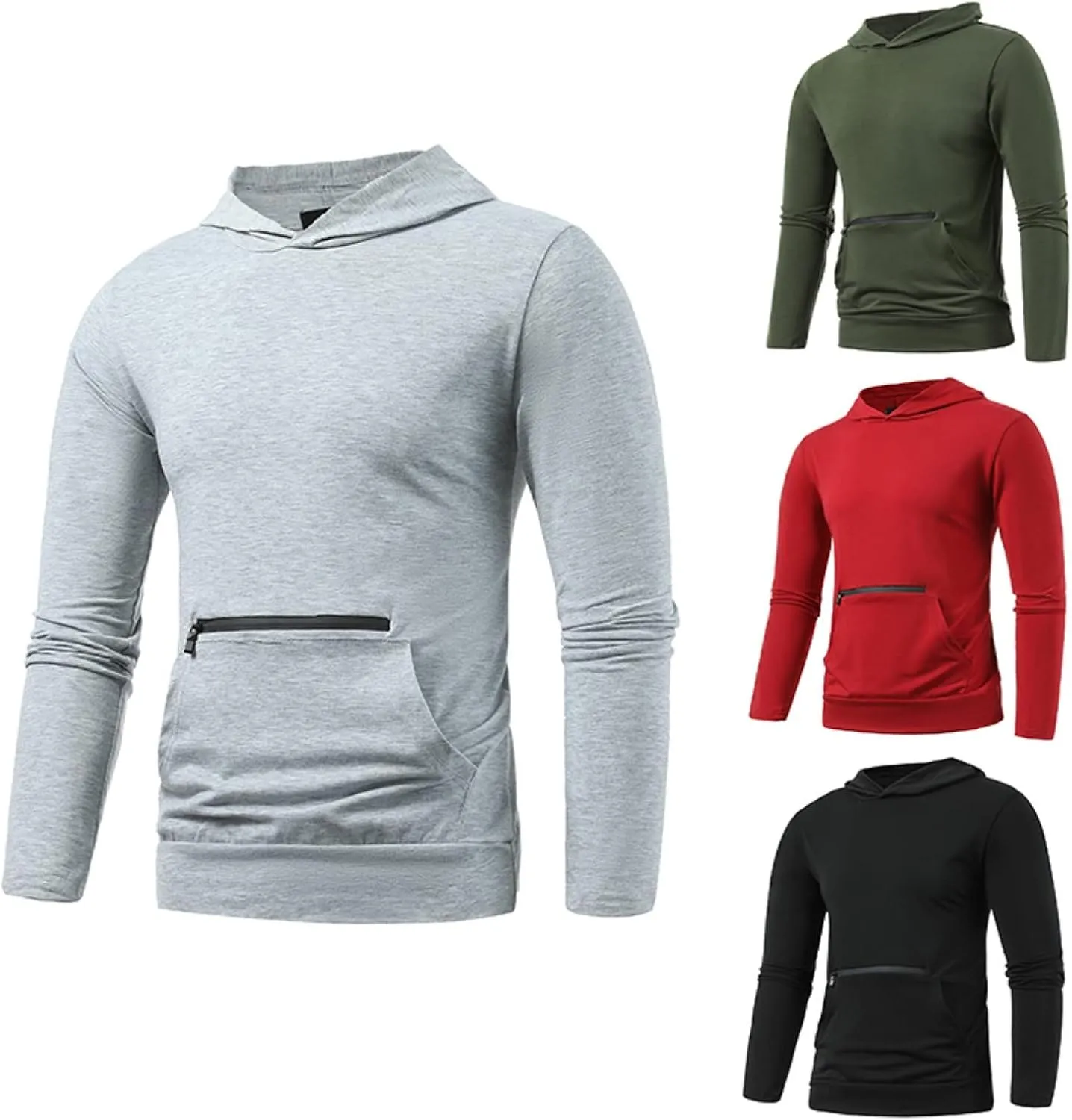 Hoodies for Men 2025 Summer Shirts Casual Fashion Long Sleeve Pullover Tops Fall Winter Hoodies with Zipper Pocket